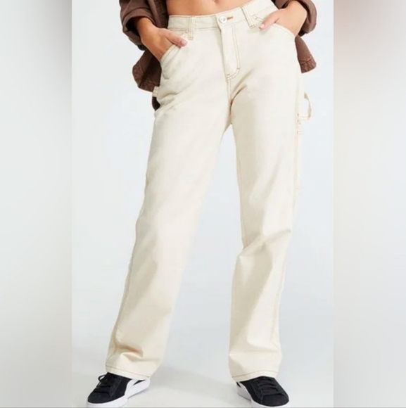 PacSun Ultra High Rise Flare Carpenter Jeans Bone Ivory Cream NWT Womens Size 29 - Picture 1 of 12